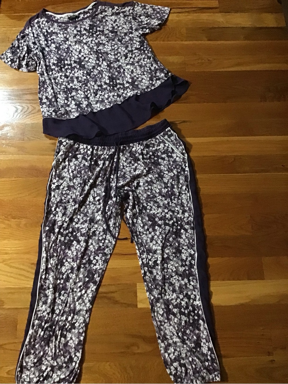 Simply Vera Vera Wang Purple Floral Two-Piece Pajama Set